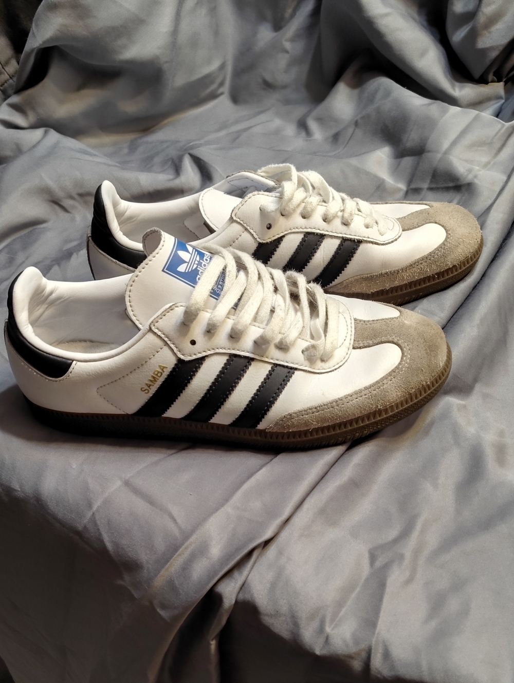 adidas Samba White Leather Sneakers with Black Stripes